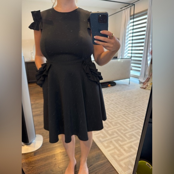 Ted Baker London Black Mini Dress with Ruffle Details - Picture 1 of 3